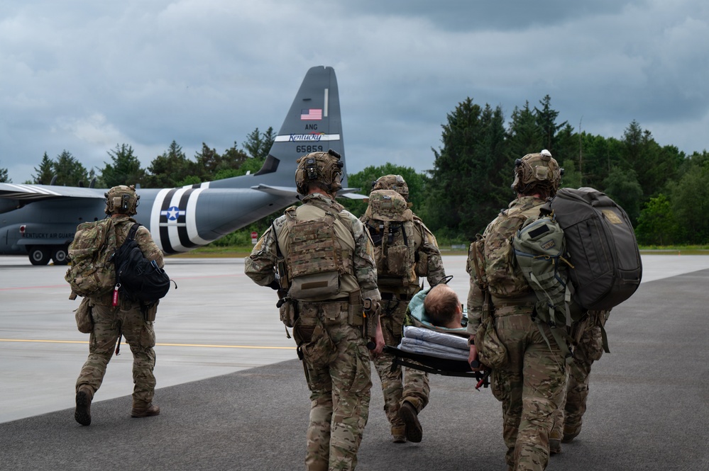 Kentucky Airmen transport Danish Air Mobile Protection and Recovery Team during Ramstein Flag 2026
