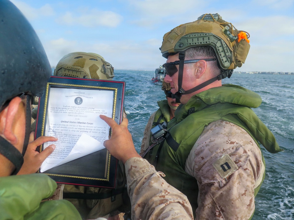 U.S. Marine officer gets promoted on CRRC