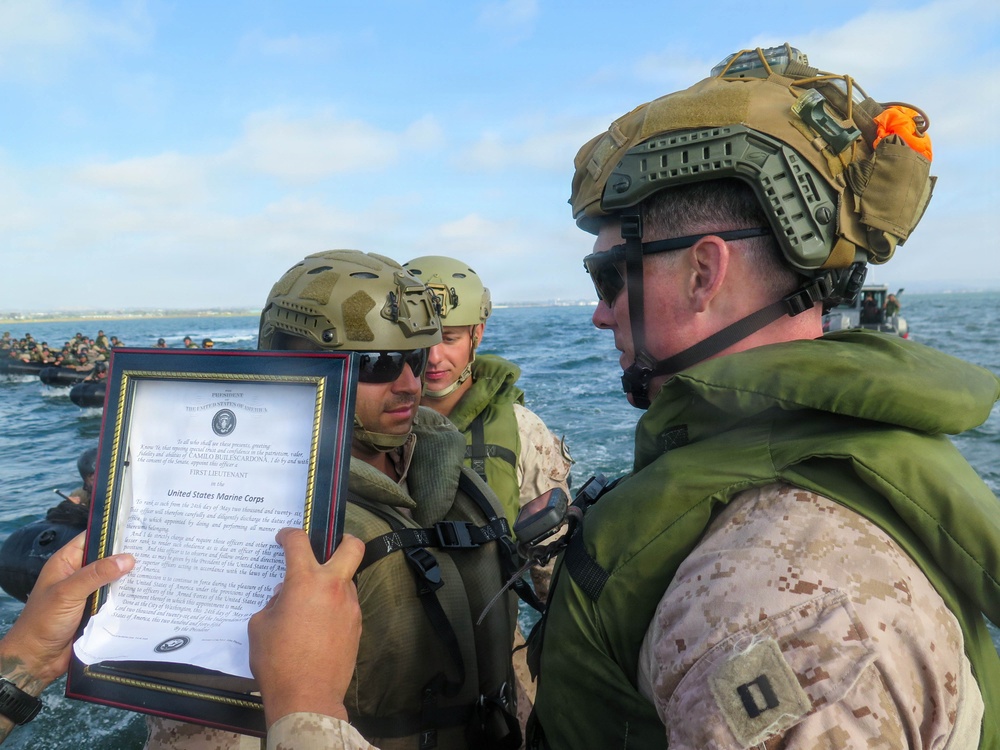 U.S. Marine officer gets promoted on CRRC
