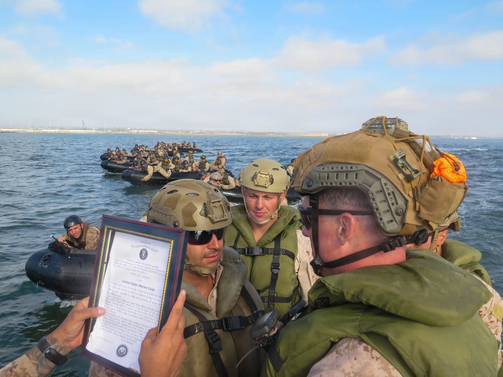 U.S. Marine officer gets promoted on CRRC