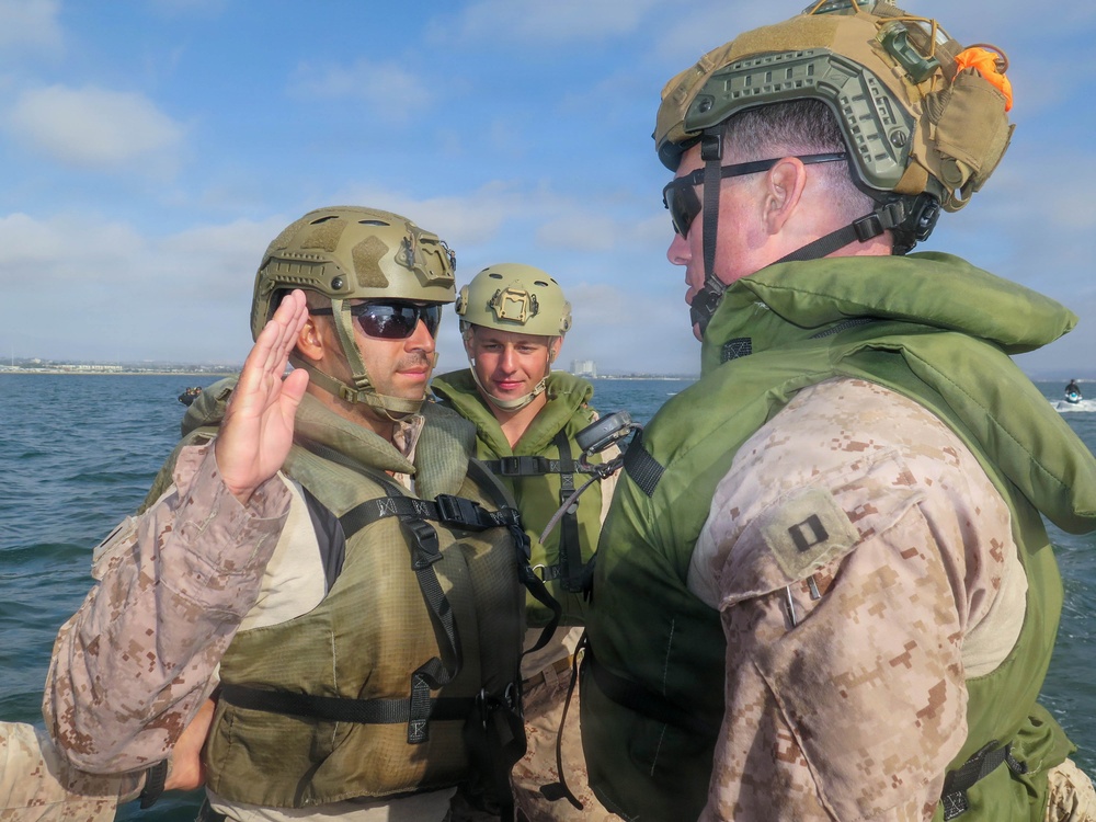 U.S. Marine officer gets promoted on CRRC
