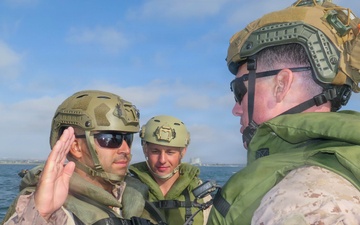 U.S. Marine officer gets promoted on CRRC