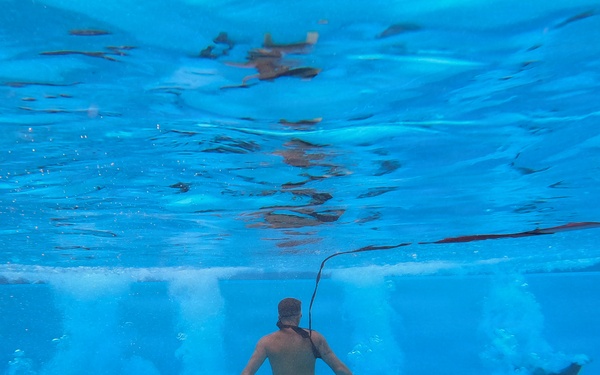 U.S. Marines with 1st CEB host a modified swim qualification for FMF