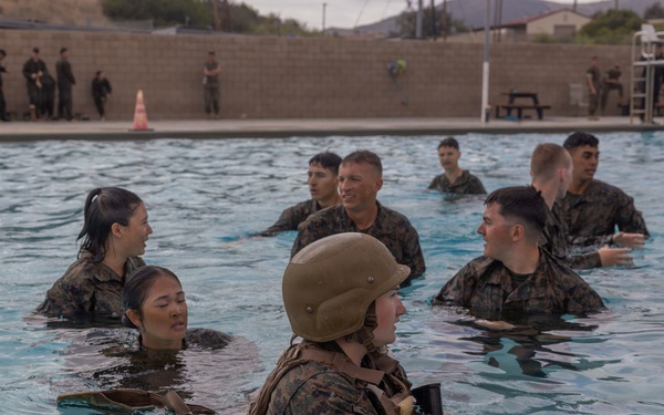 U.S. Marines with 1st CEB host a modified swim qualification for FMF