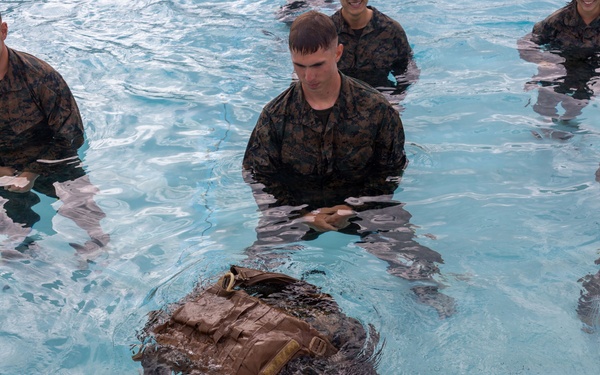 U.S. Marines with 1st CEB host a modified swim qualification for FMF