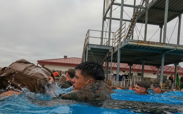 U.S. Marines with 1st CEB host a modified swim qualification for FMF