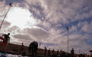 U.S. Marines with 1st CEB host a modified swim qualification for FMF