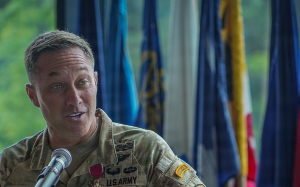 Brig. Gen. Joseph Katz delivers remarks during his farewell speech.