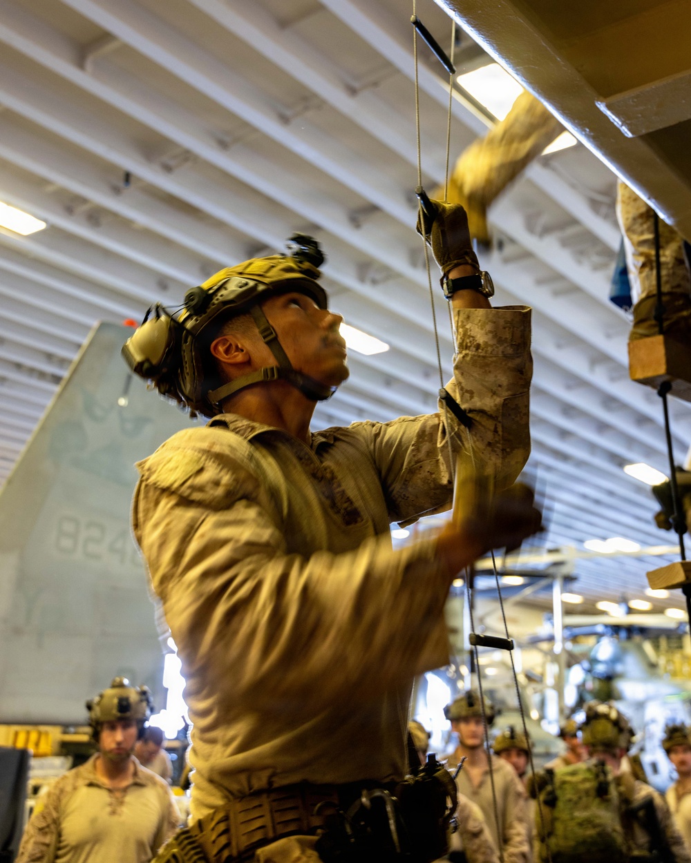 11th MEU Marines, Sailors Conduct Static Ladder Training Aboard USS Boxer