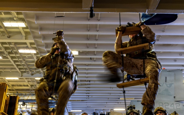 11th MEU Marines, Sailors Conduct Static Ladder Training Aboard USS Boxer