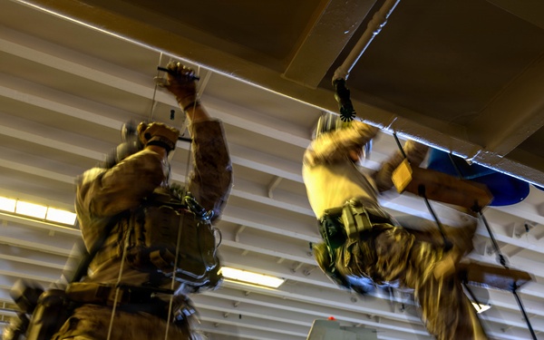 11th MEU Marines, Sailors Conduct Static Ladder Training Aboard USS Boxer