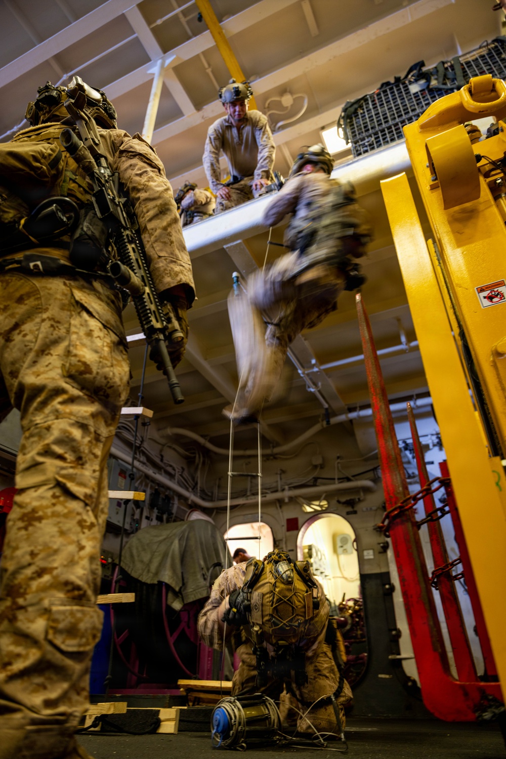 11th MEU Marines, Sailors Conduct Static Ladder Training Aboard USS Boxer