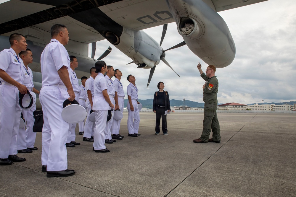 JMSDF Cadets Tour VMGR-152 KC-130J Aircraft at MCAS Iwakuni
