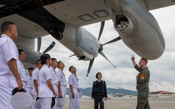 JMSDF Cadets Tour VMGR-152 KC-130J Aircraft at MCAS Iwakuni