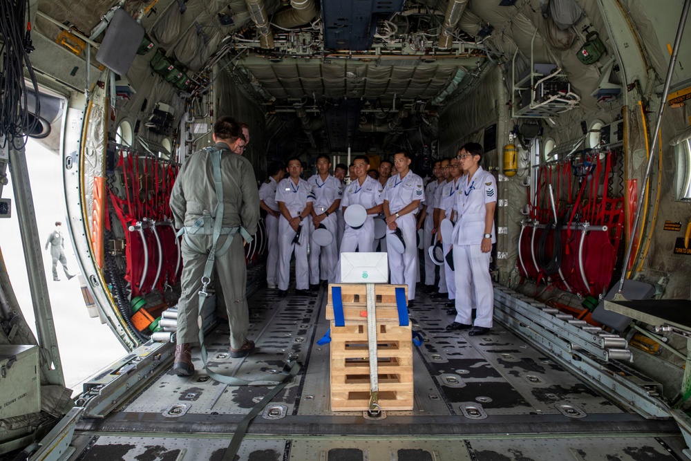 JMSDF Cadets Tour VMGR-152 KC-130J Aircraft at MCAS Iwakuni