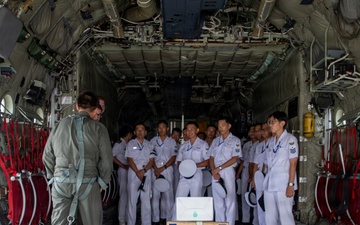 JMSDF Cadets Tour VMGR-152 KC-130J Aircraft at MCAS Iwakuni