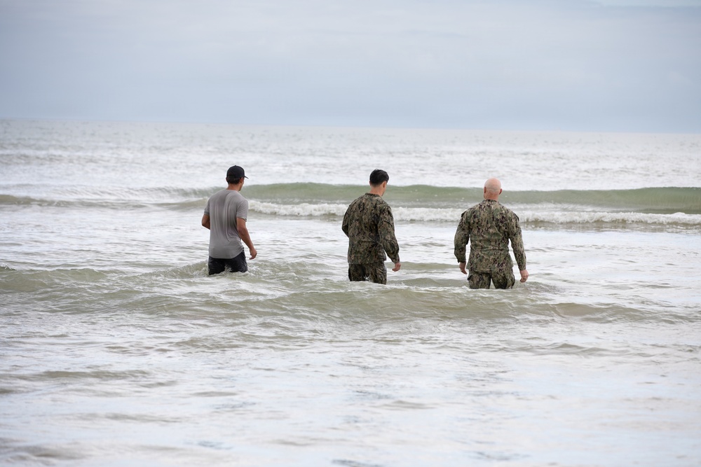 D-Day 82: U.S. Navy Adm. Frank M. Bradley visits Omaha Beach