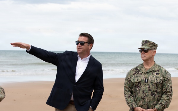 D-Day 82: U.S. Navy Adm. Frank M. Bradley visits Omaha Beach