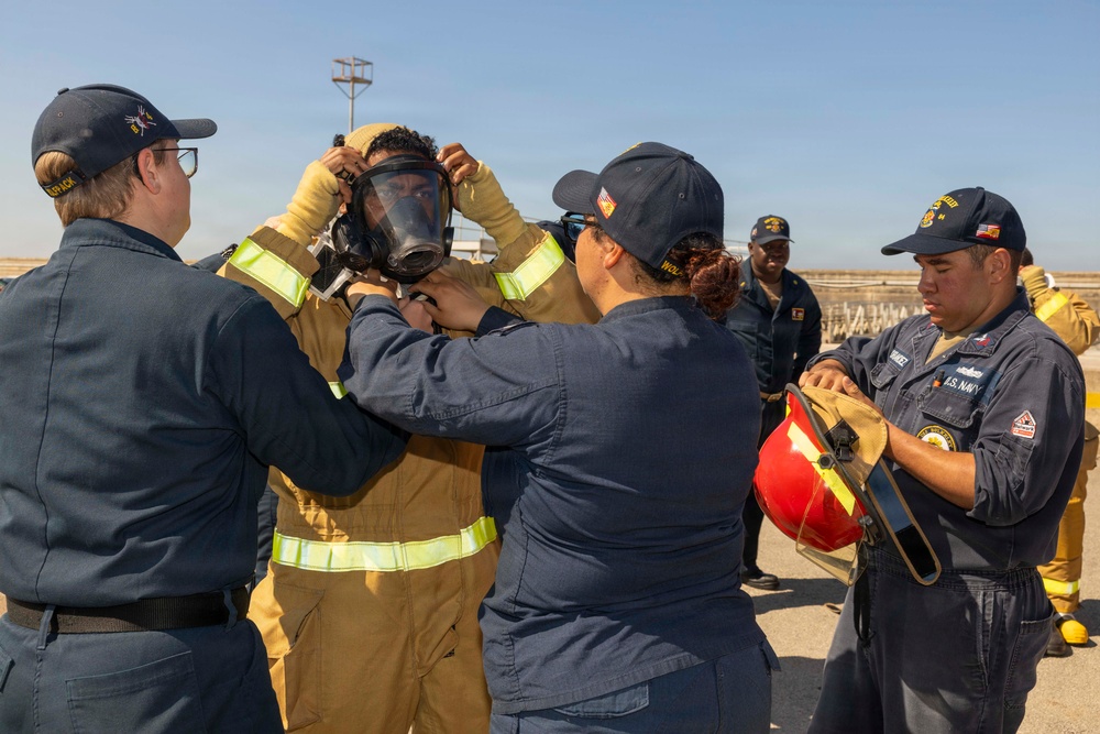 USS Bulkeley (DDG 84) conducts a shipboard firefighting drill in Naval Station Rota, Spain, June 10, 2026