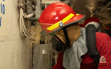 USS Bulkeley (DDG 84) conducts a shipboard firefighting drill in Naval Station Rota, Spain, June 10, 2026