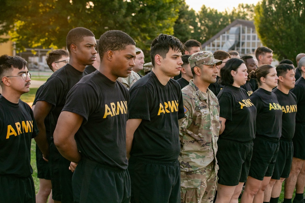 HHC, 207th Military Intelligence Brigade (Theater) conducts historical Army Physical Fitness Test (APFT) during Army Heritage Month