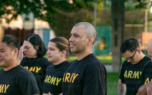 HHC, 207th Military Intelligence Brigade (Theater) conducts historical Army Physical Fitness Test (APFT) during Army Heritage Month