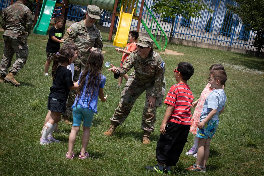 KFOR RC-E Soldiers participate in end-of-school field day at Prishtina High School