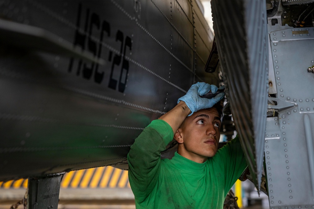 USS Iwo Jima Sailors Perform MH-60S Seahawk Inspections