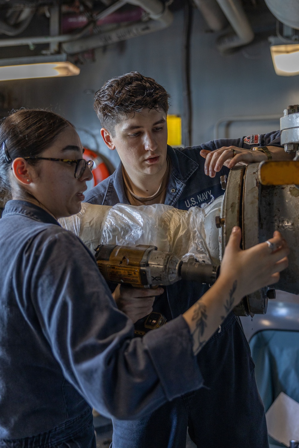 USS Iwo Jima Sailors Set Up Refueling Station for Refeuling In Port