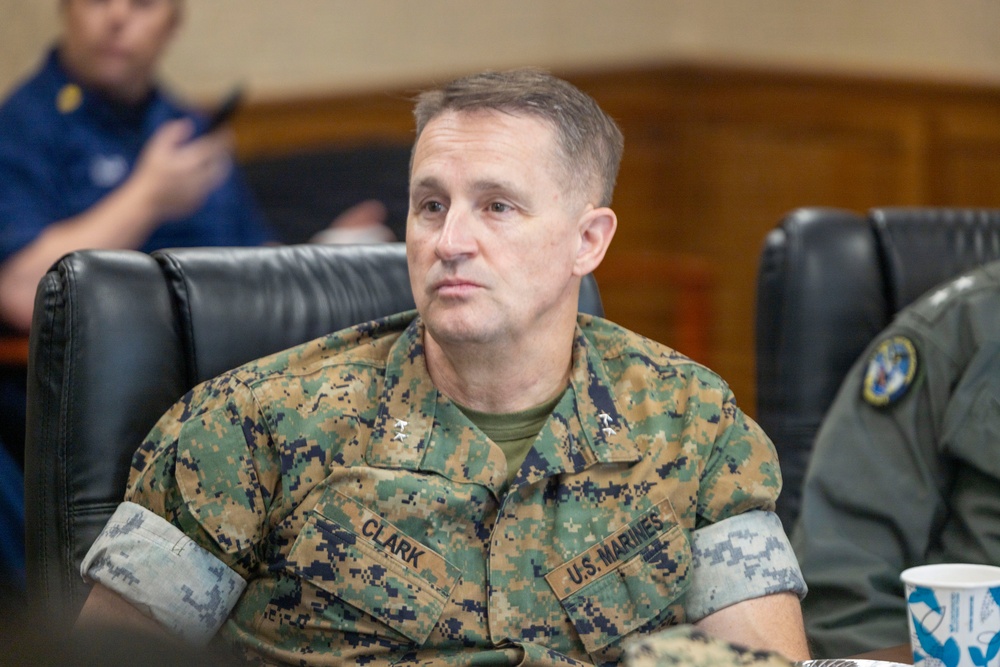 U.S. Marine Corps Maj. Gen. Clark attends military briefing