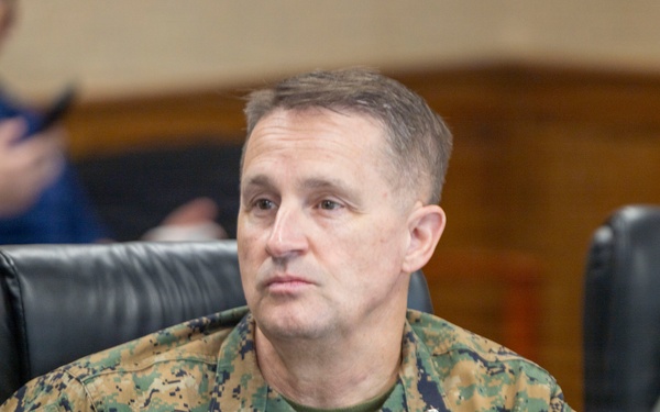 U.S. Marine Corps Maj. Gen. Clark attends military briefing