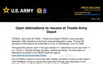 Open detonations to resume at Tooele Army Depot