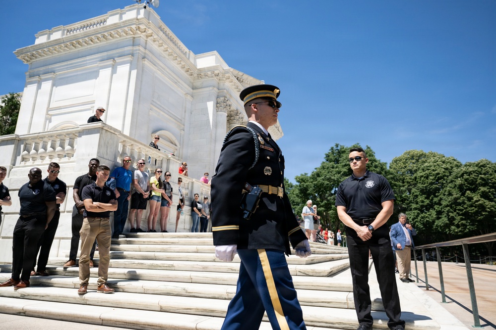 Commander of the Guard U.S. Army Capt. Sean Paul Stolarski Conducts His Last Walk as a Tomb Sentinel