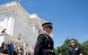 Commander of the Guard U.S. Army Capt. Sean Paul Stolarski Conducts His Last Walk as a Tomb Sentinel