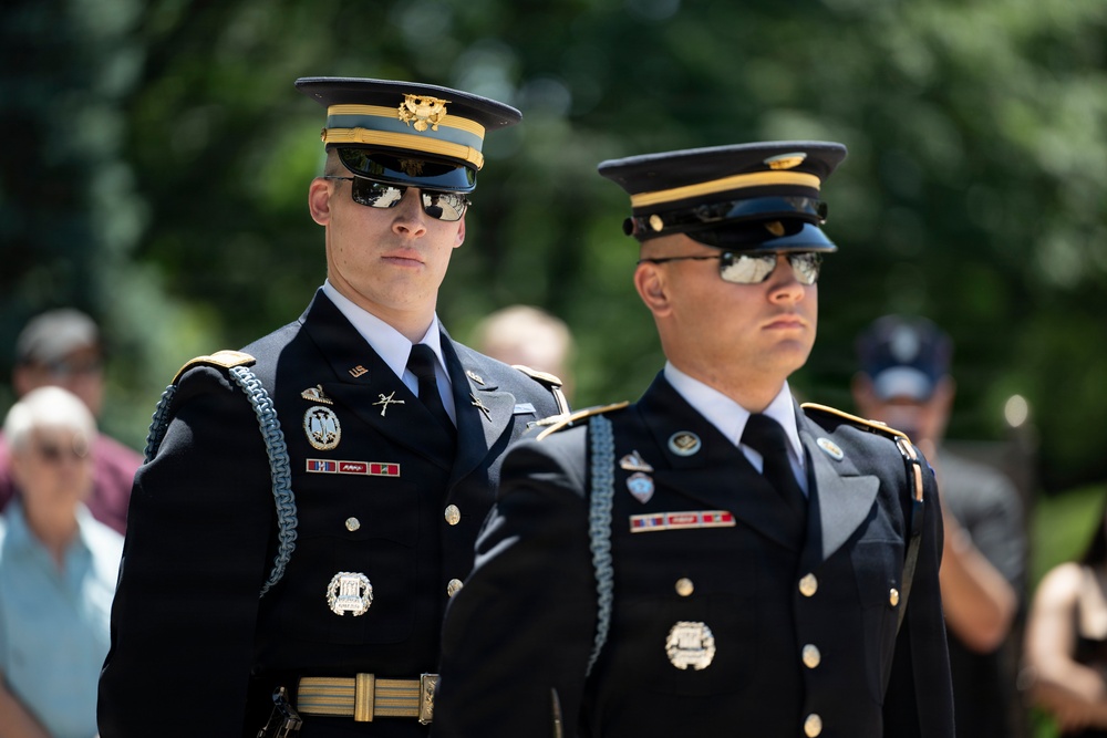 Commander of the Guard U.S. Army Capt. Sean Paul Stolarski Conducts His Last Walk as a Tomb Sentinel