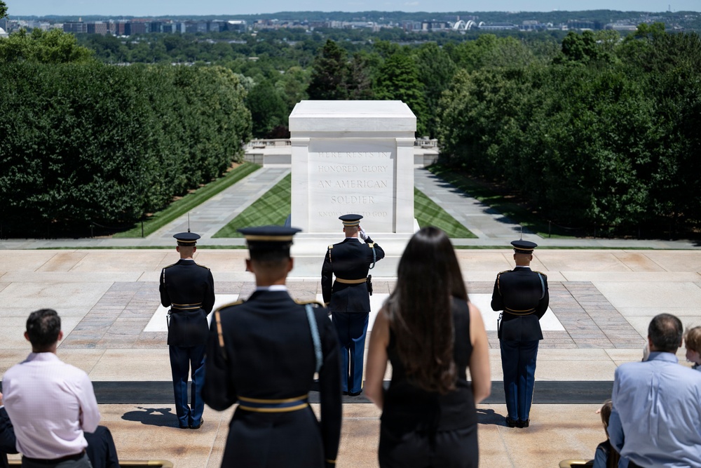 Commander of the Guard U.S. Army Capt. Sean Paul Stolarski Conducts His Last Walk as a Tomb Sentinel