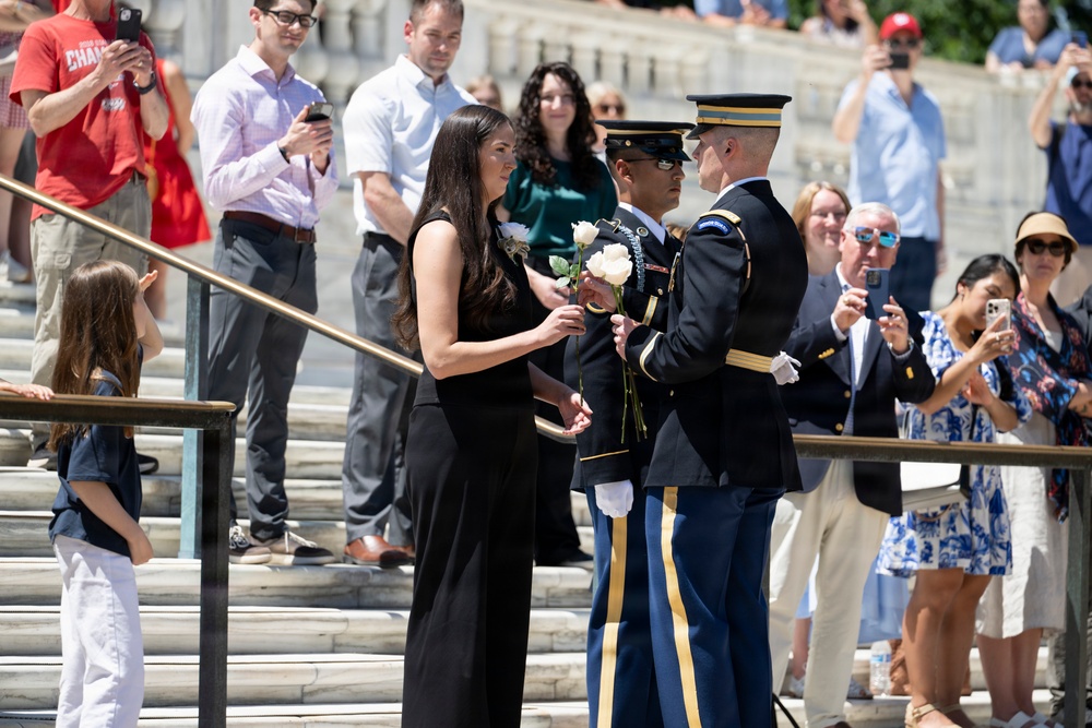 Commander of the Guard U.S. Army Capt. Sean Paul Stolarski Conducts His Last Walk as a Tomb Sentinel