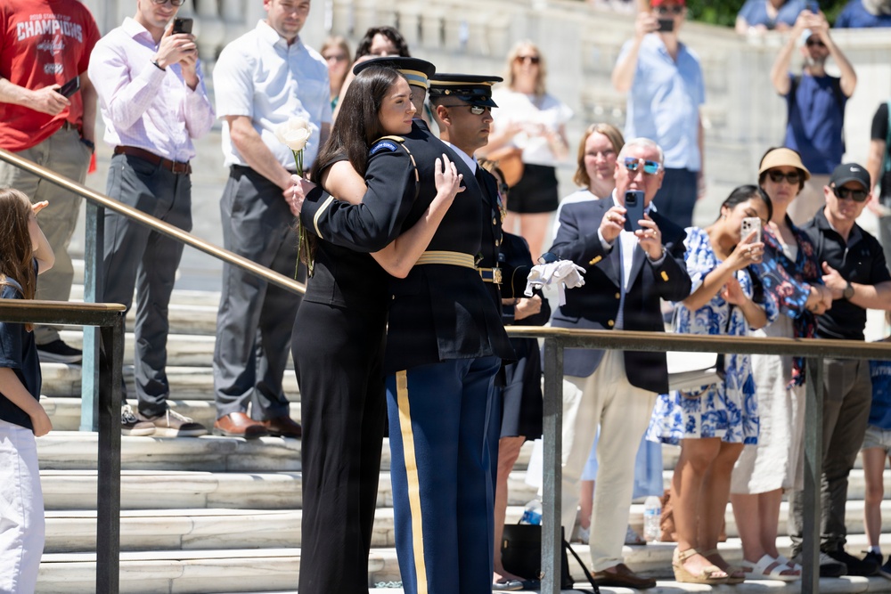 Commander of the Guard U.S. Army Capt. Sean Paul Stolarski Conducts His Last Walk as a Tomb Sentinel