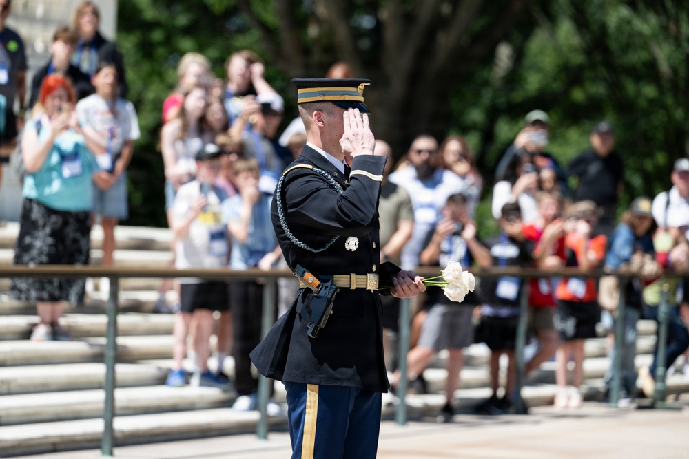 Commander of the Guard U.S. Army Capt. Sean Paul Stolarski Conducts His Last Walk as a Tomb Sentinel