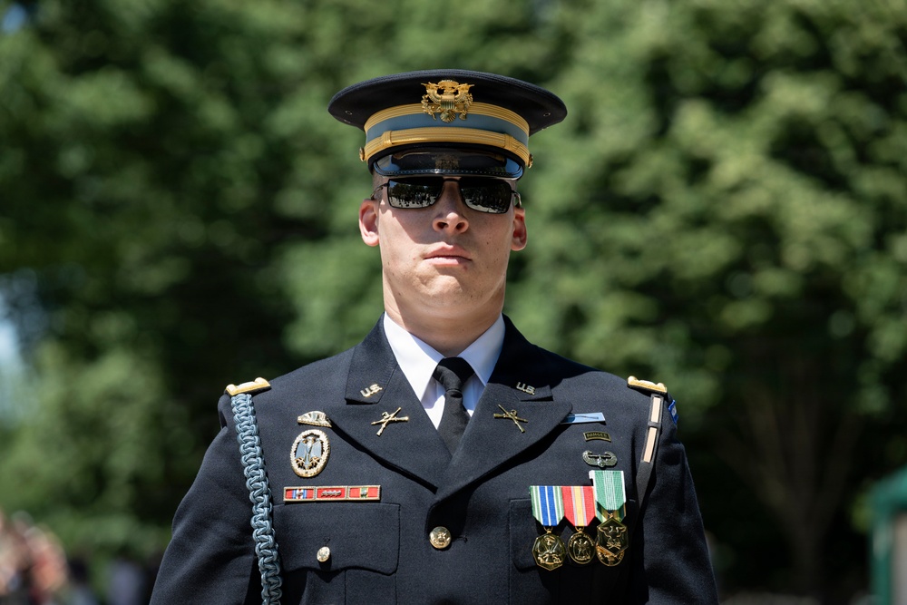 Commander of the Guard U.S. Army Capt. Sean Paul Stolarski Conducts His Last Walk as a Tomb Sentinel