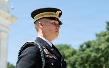 Commander of the Guard U.S. Army Capt. Sean Paul Stolarski Conducts His Last Walk as a Tomb Sentinel