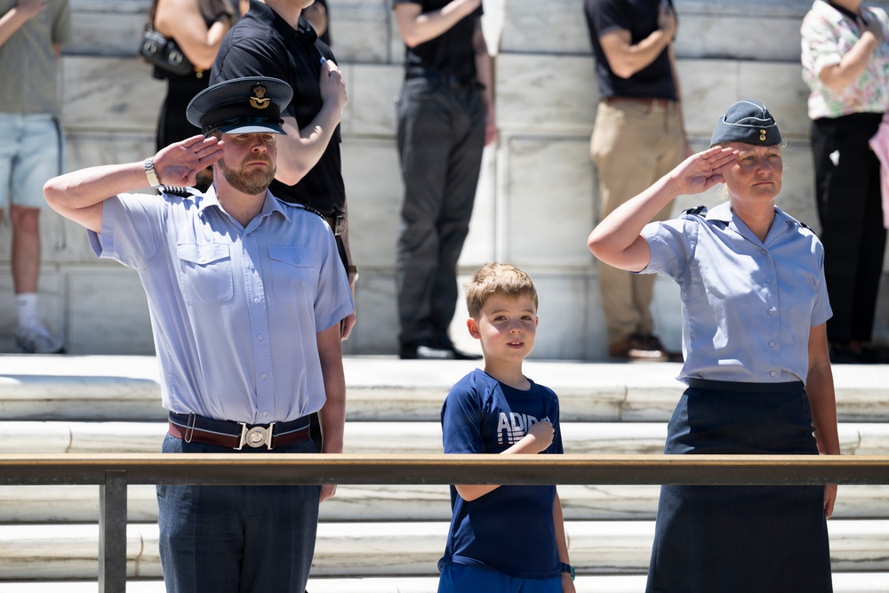 Commander of the Guard U.S. Army Capt. Sean Paul Stolarski Conducts His Last Walk as a Tomb Sentinel