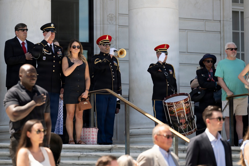 Commander of the Guard U.S. Army Capt. Sean Paul Stolarski Conducts His Last Walk as a Tomb Sentinel