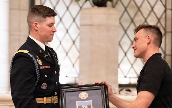 Commander of the Guard U.S. Army Capt. Sean Paul Stolarski Conducts His Last Walk as a Tomb Sentinel