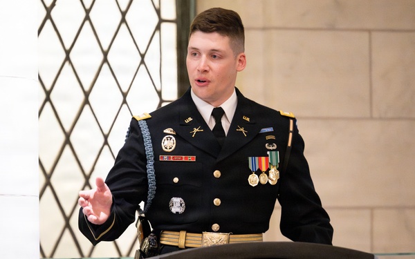 Commander of the Guard U.S. Army Capt. Sean Paul Stolarski Conducts His Last Walk as a Tomb Sentinel