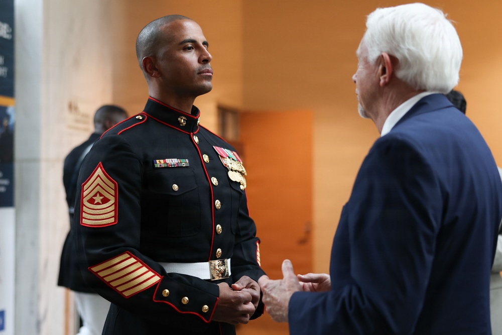 Marine Barracks Washington Hosts Michigan Representative at a Sunset Parade