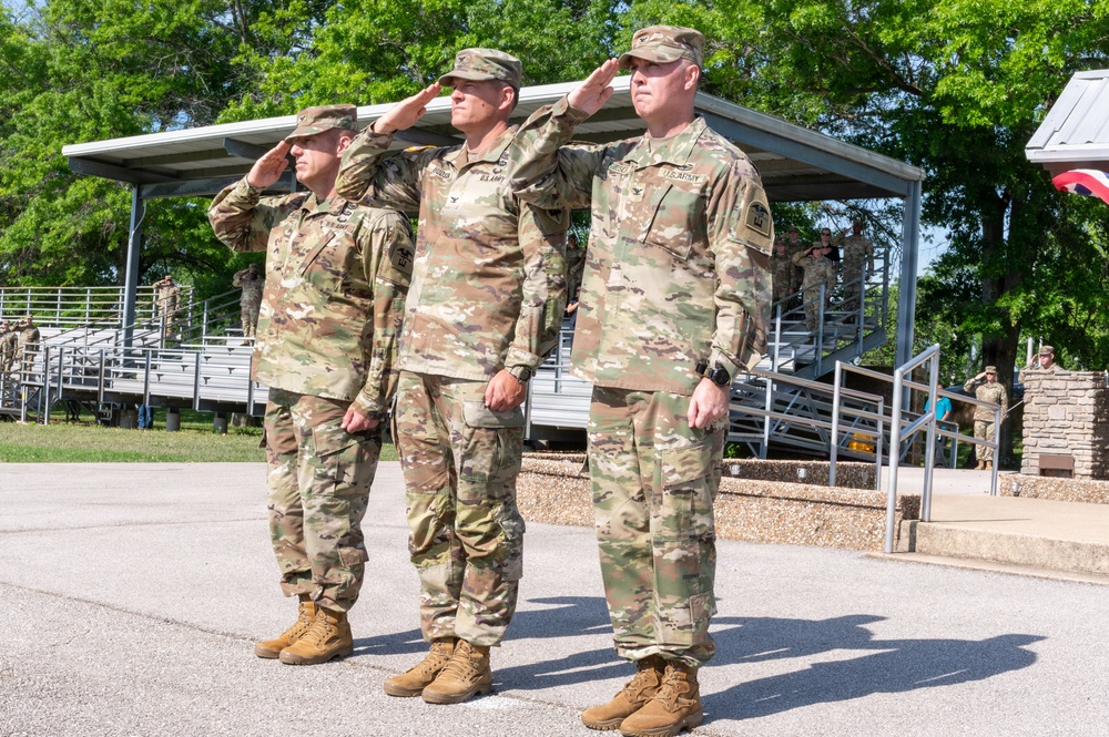 Passing the colors, 1st Engineer Brigade bids farewell to Glaspell and welcomes Kieser