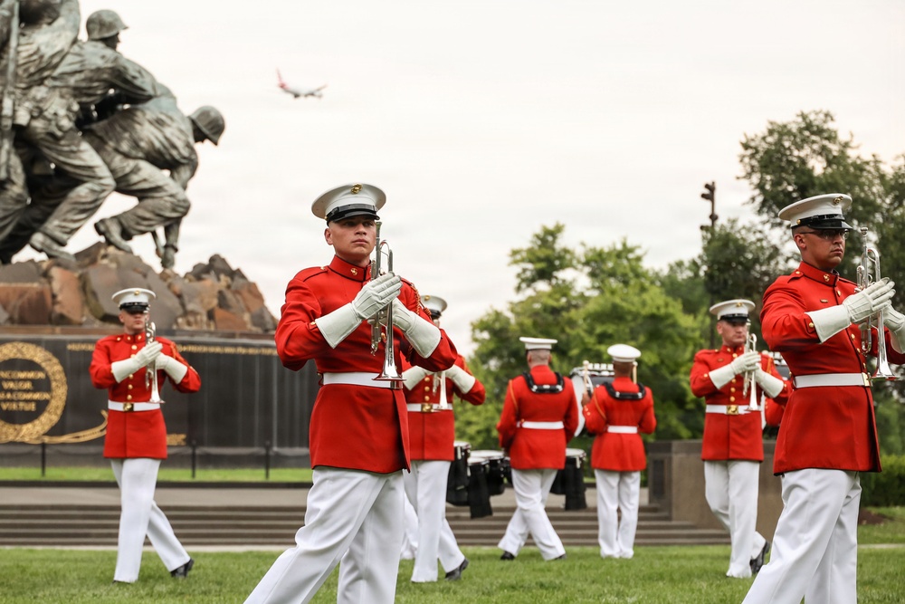 Marine Barracks Washington Hosts Michigan Representative at a Sunset Parade