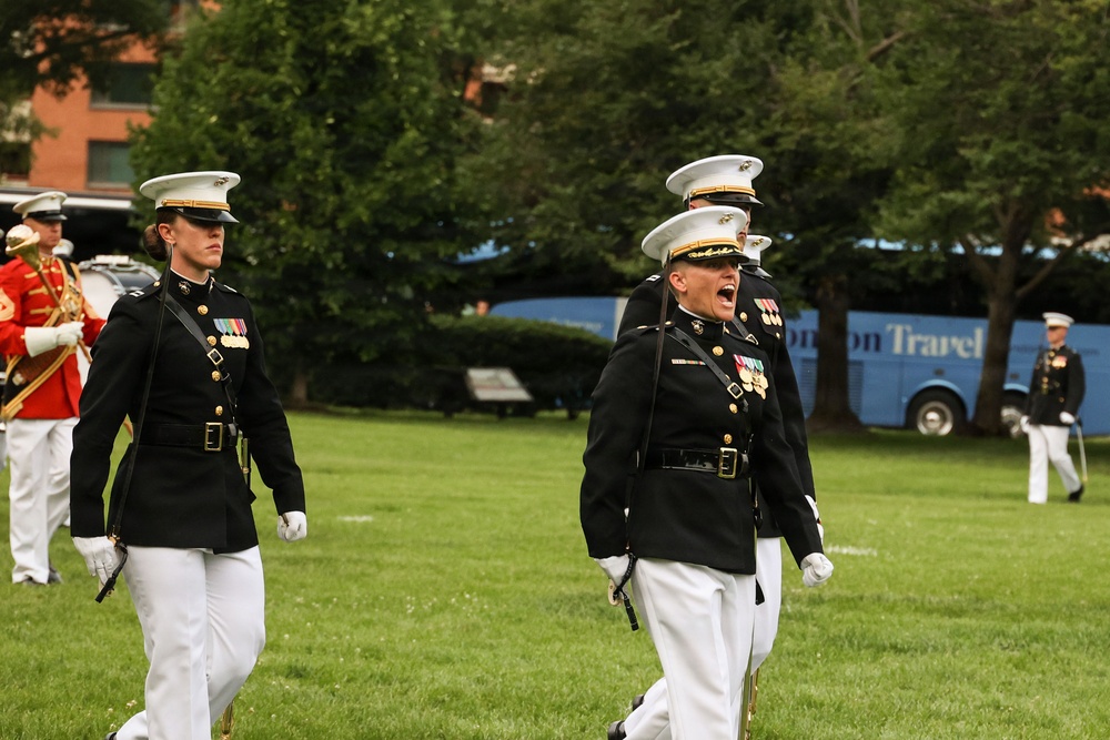 Marine Barracks Washington Hosts Michigan Representative at a Sunset Parade