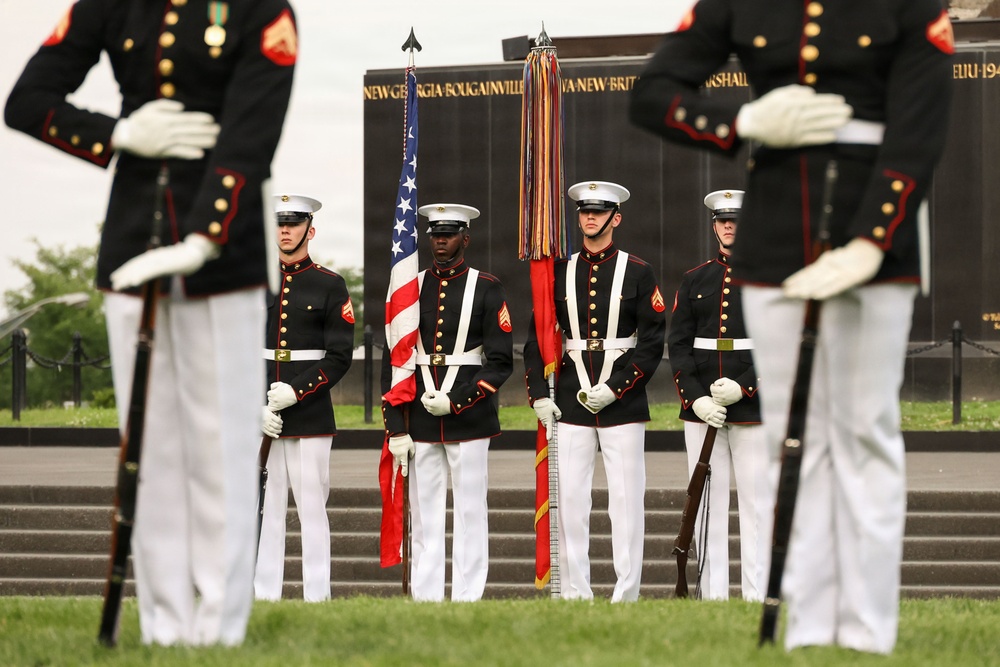 Marine Barracks Washington Hosts Michigan Representative at a Sunset Parade